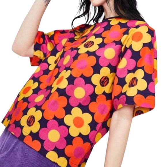 Lazy Oaf Tops - Lazy Oak Floral Top 70’s Short Sleeve Size Small Vintage Flower